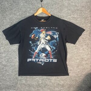Vintage New England Patriots T-Shirt Size XL Black NFL Lightning RARE‎ HTF